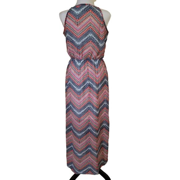 Love Ryan Zig‎ Zag Stripe Elastic Waist Spaghetti Strap Keyhole Maxi Dress - S - Picture 2 of 5